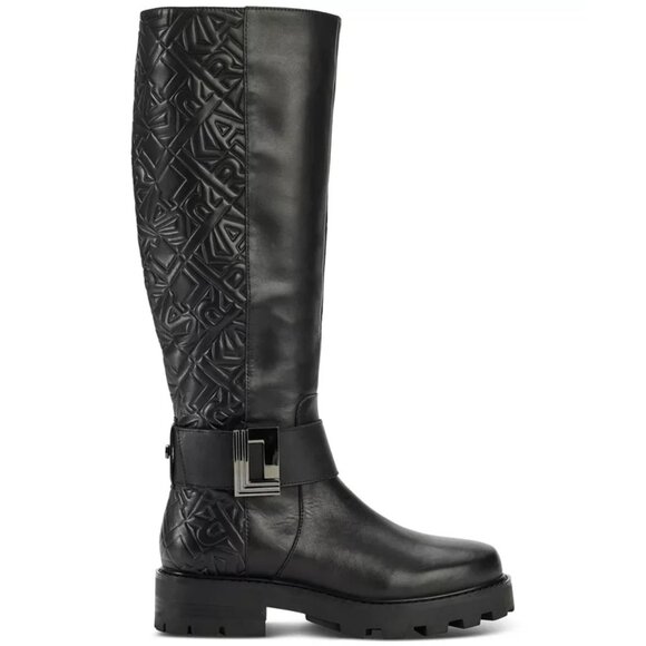 Karl Lagerfeld Paris Women's Meara Buckled Riding Boots - Picture 2 of 5